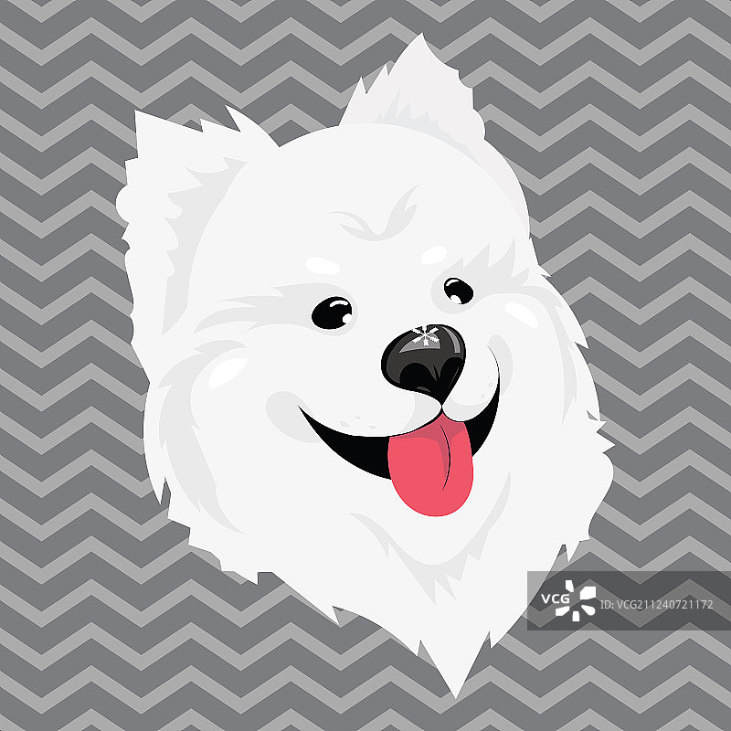 戴着雪的白狗卡通肖像图片素材