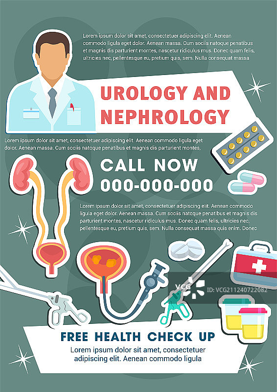 泌尿科和肾脏科医疗海报图片素材