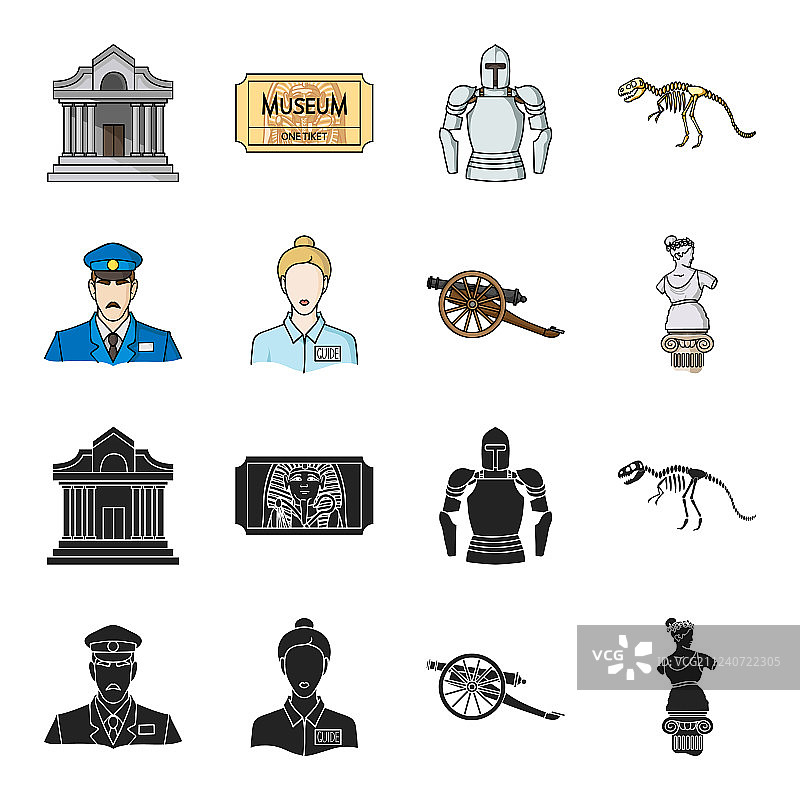 警卫指南雕像枪博物馆套装收藏图片素材