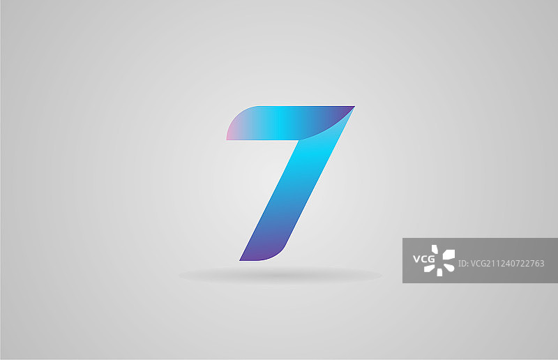 蓝粉数字7 logo图标设计图片素材