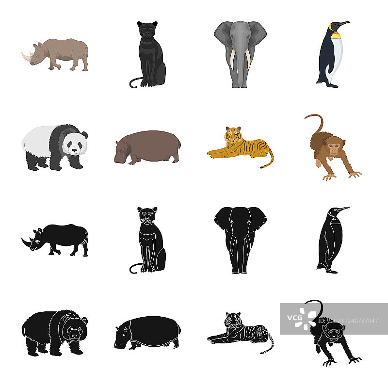 竹子、熊、河马、野生动物和老虎图片素材