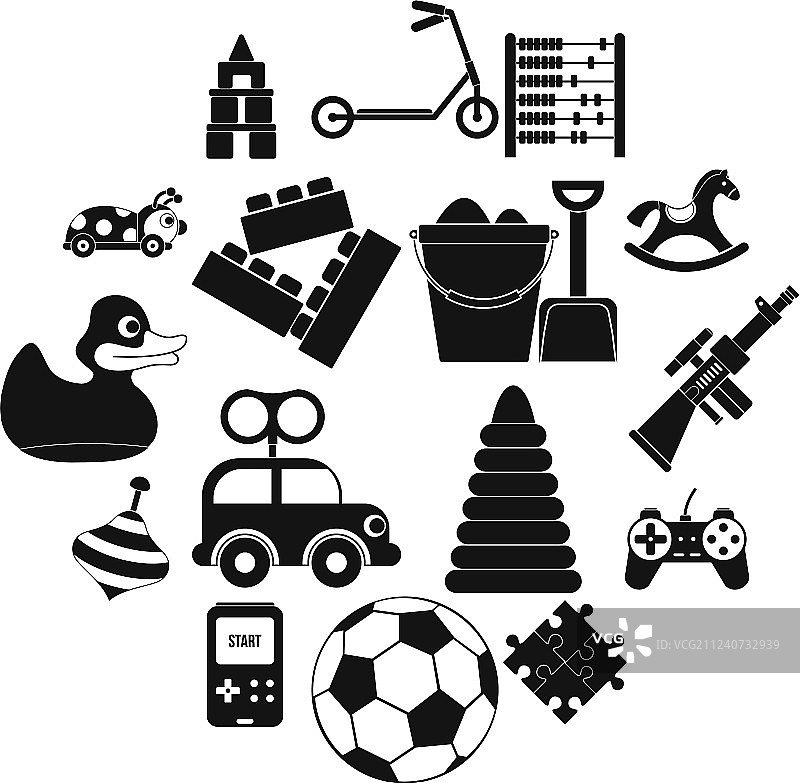 玩具黑色简约图标集图片素材