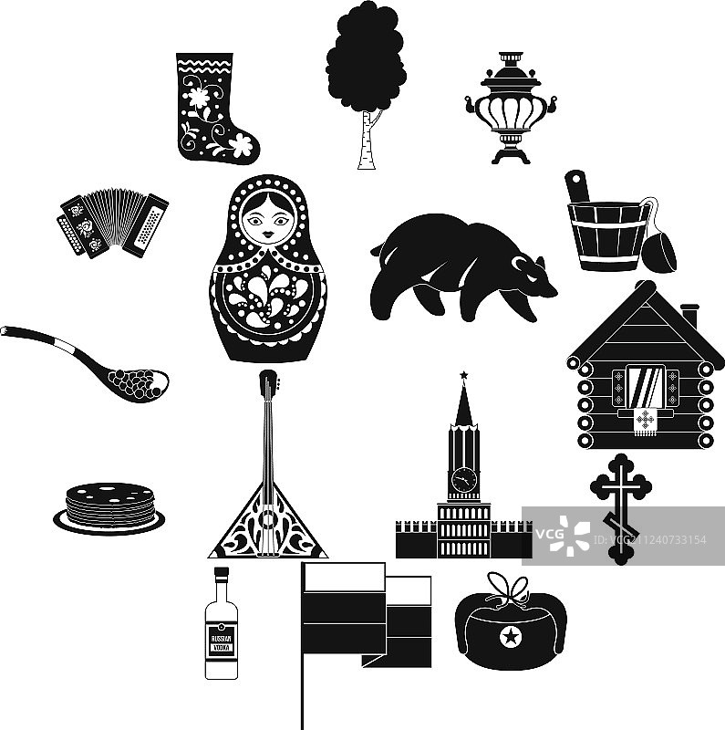 俄罗斯黑色简约图标图片素材