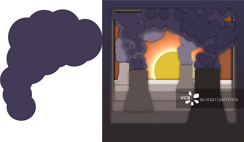 带烟雾的核电站能源概念图片素材