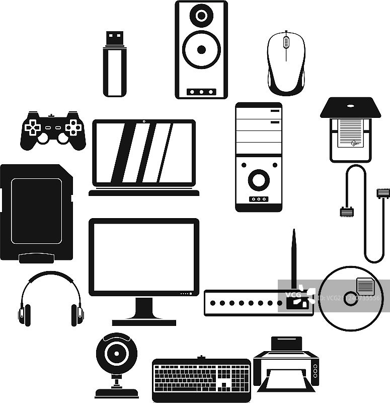 电脑图标集，简约风格图片素材