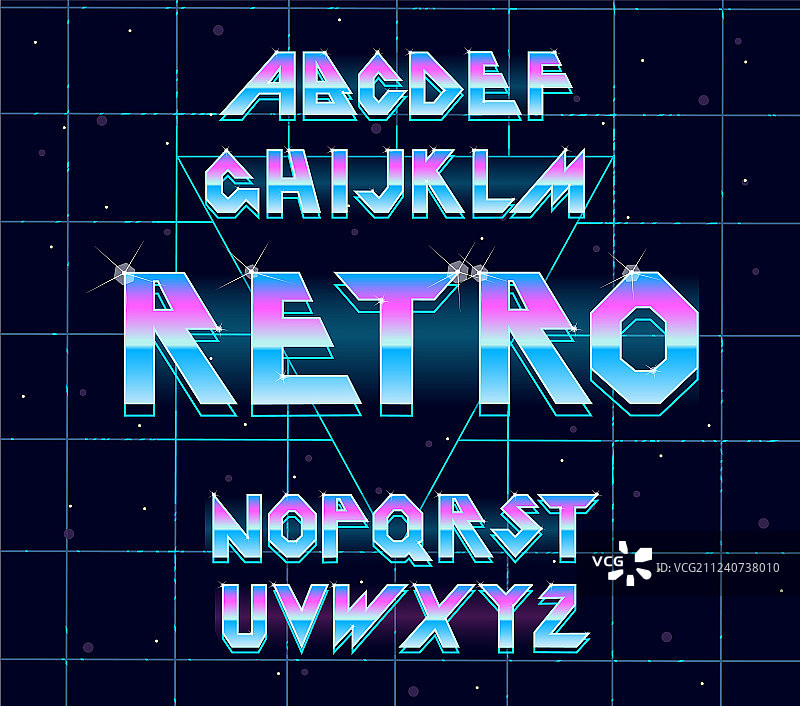 80年代复古字母字体图片素材