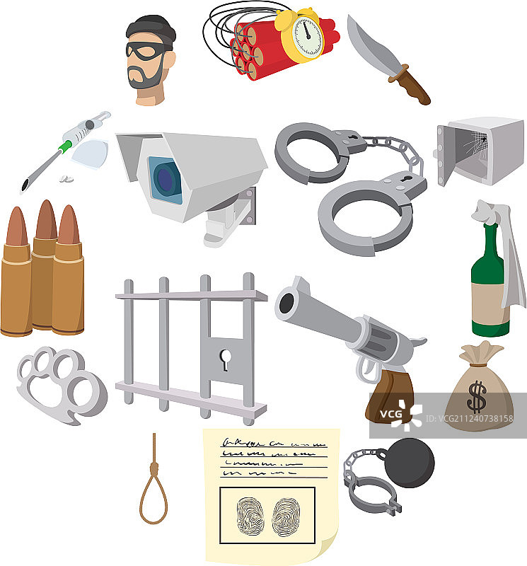 犯罪卡通图标图片素材