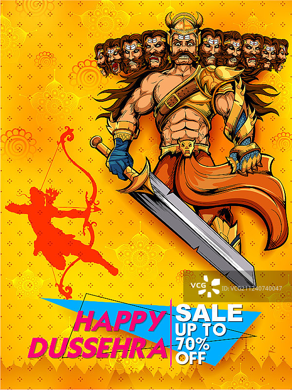 罗摩和十头罗波那庆祝Dussehra节图片素材