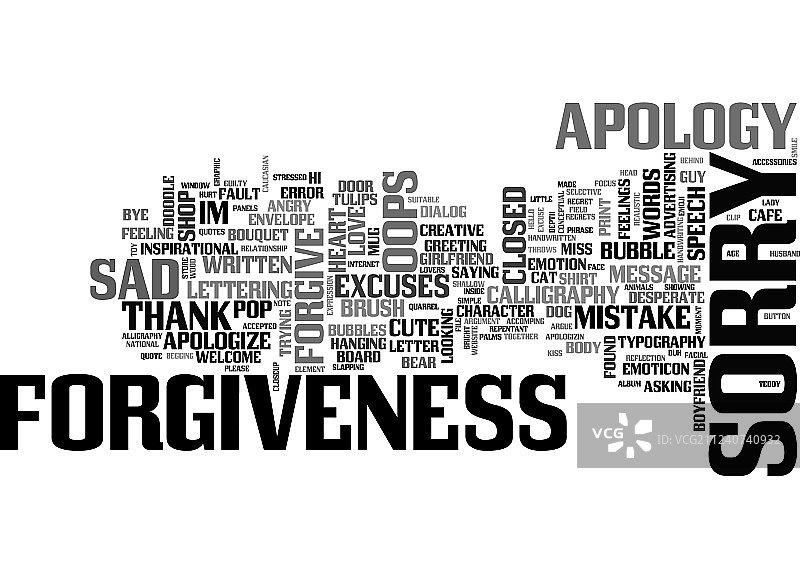 抱歉字样云概念图片素材