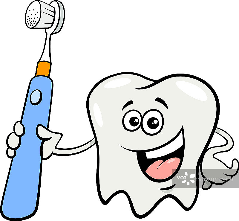 带牙刷卡通的牙齿角色图片素材