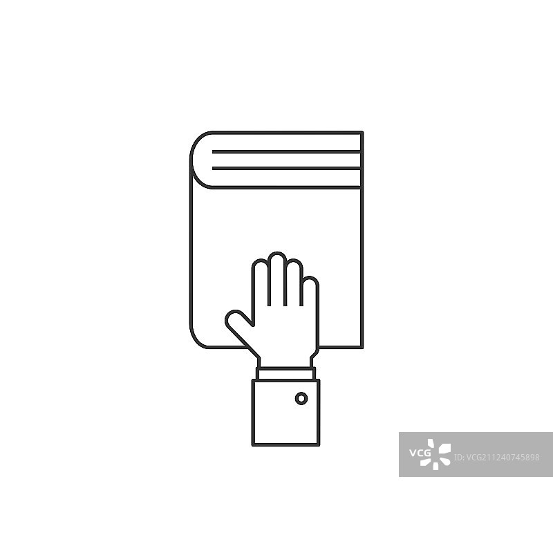 书本线条图标上的手图片素材