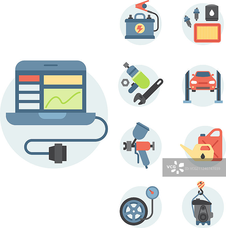 汽车服务零件扁平设计图片素材