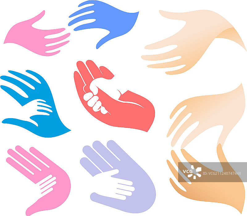 抽象的成人和儿童手部标志合集图片素材