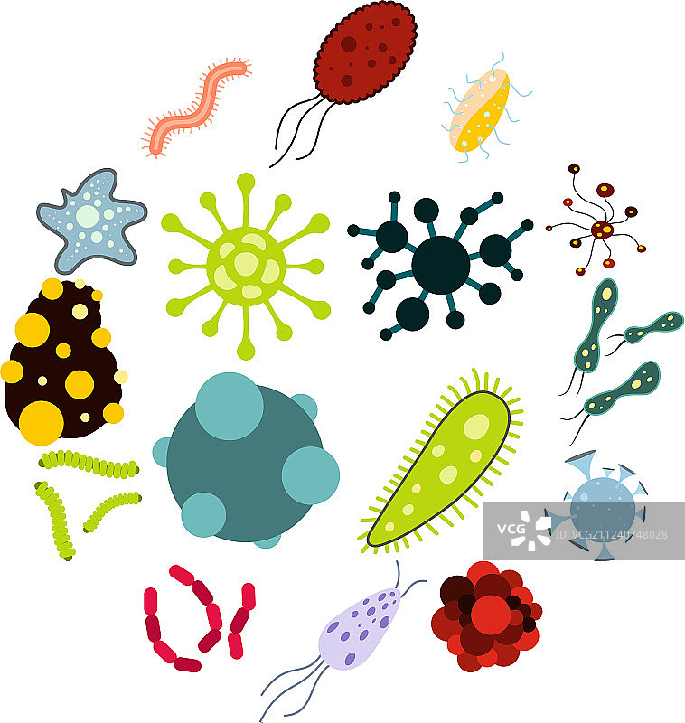 病毒扁平风格图标合集图片素材