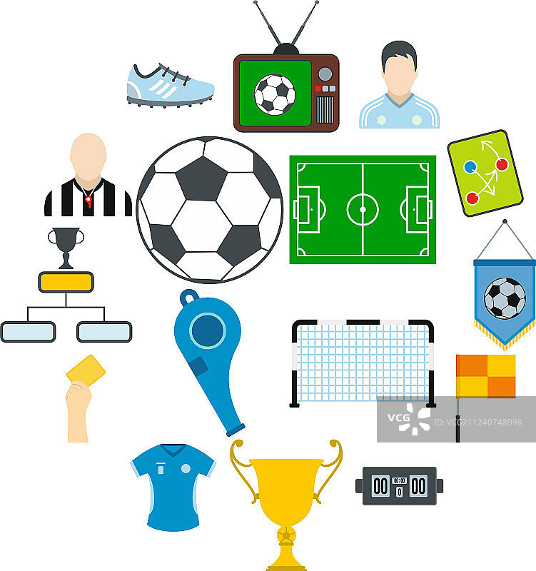 足球扁平图标合集图片素材