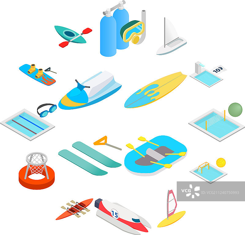 水上运动2.5D图标图片素材
