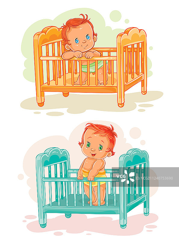 婴儿床上的宝宝们图片素材