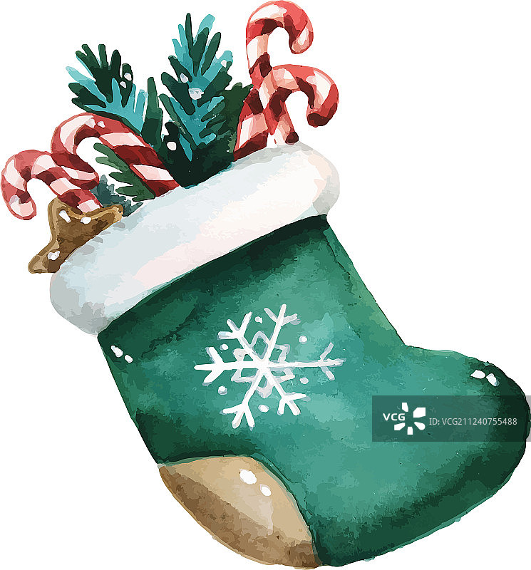 手绘圣诞礼物袜图片素材