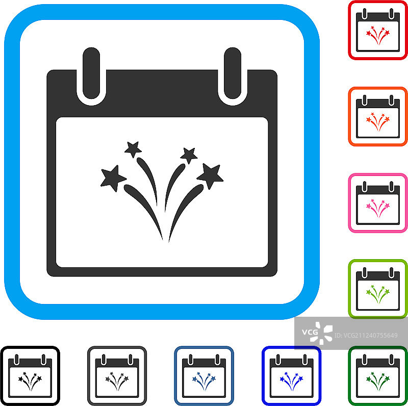 烟花日历日框架图标图片素材