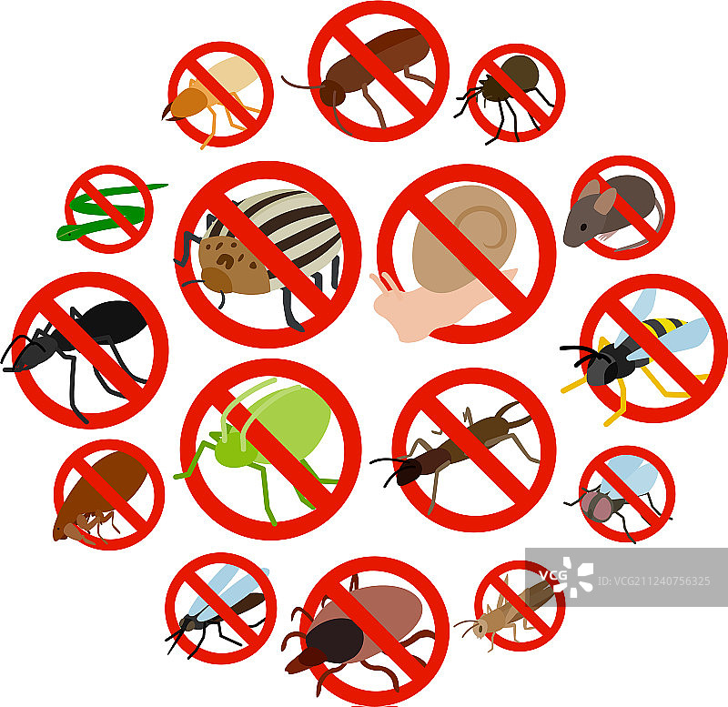 禁止昆虫标志，2.5D风格图标集图片素材