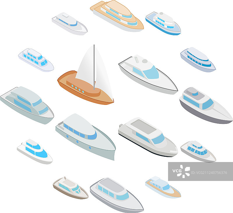 游艇图标2.5D风格图片素材
