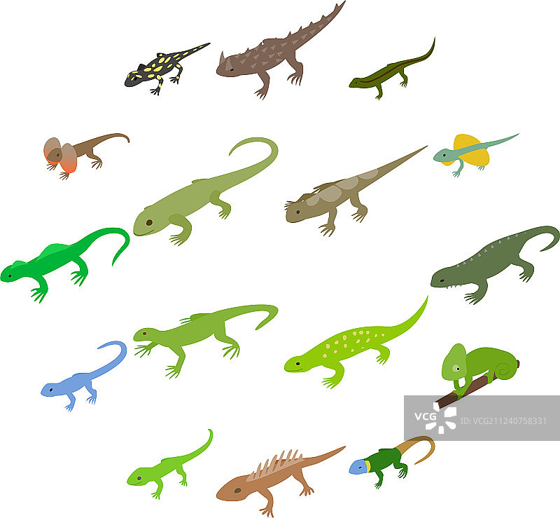 蜥蜴图标等距3D风格图片素材