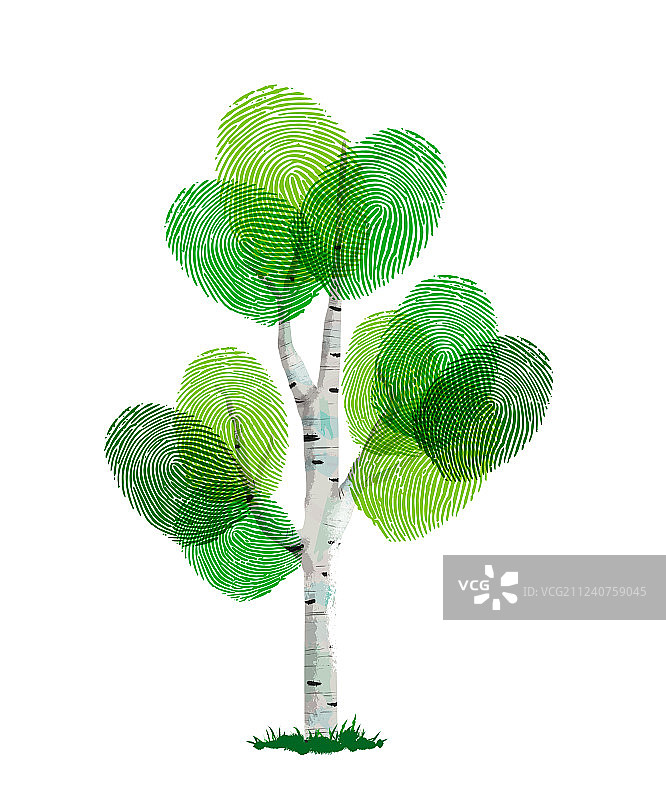 绿色指纹树：保护自然图片素材