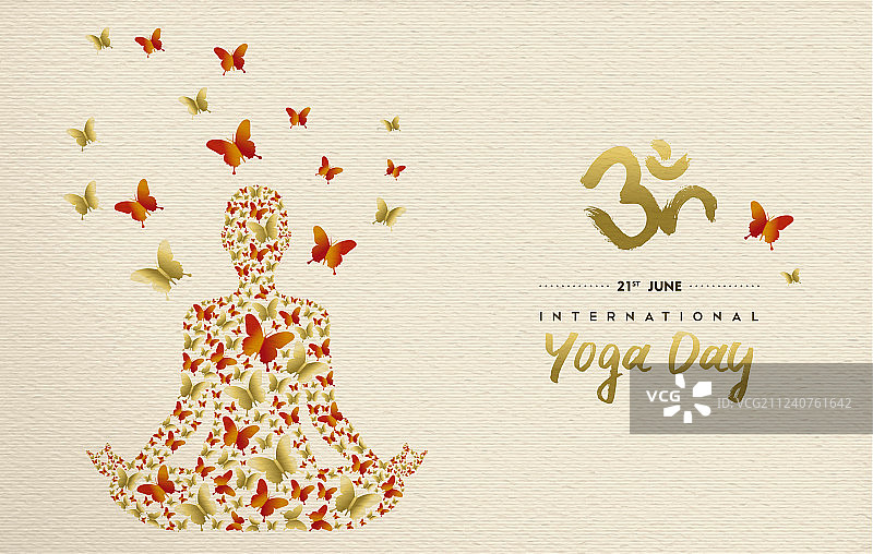 莲花式瑜伽日贺卡冥想练习图片素材