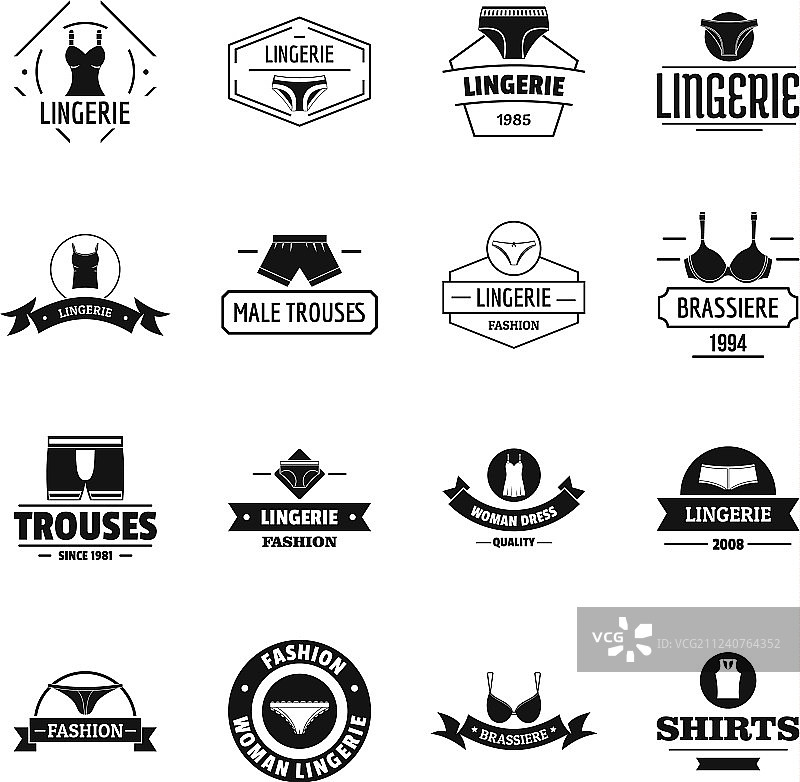 内衣Logo图标简约风格套装图片素材