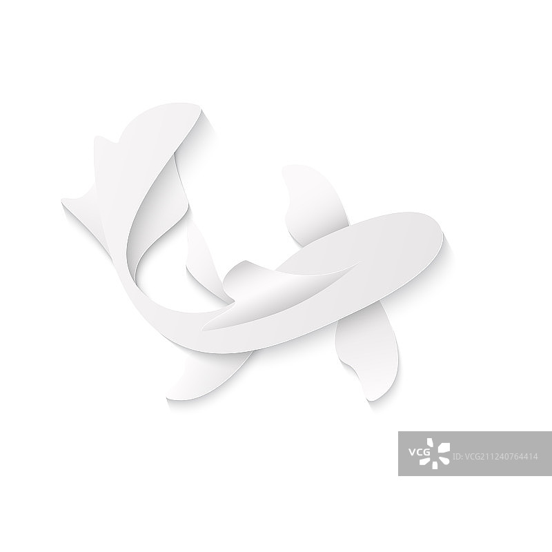 逼真白色纸鱼贺卡图案图片素材