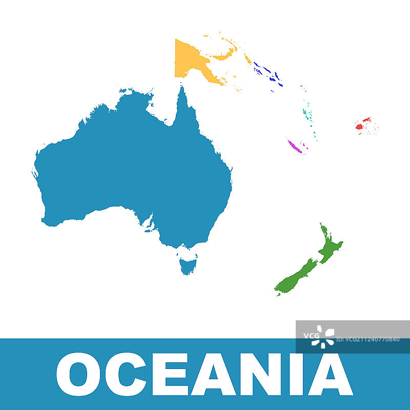 大洋洲扁平风格政治地图图片素材