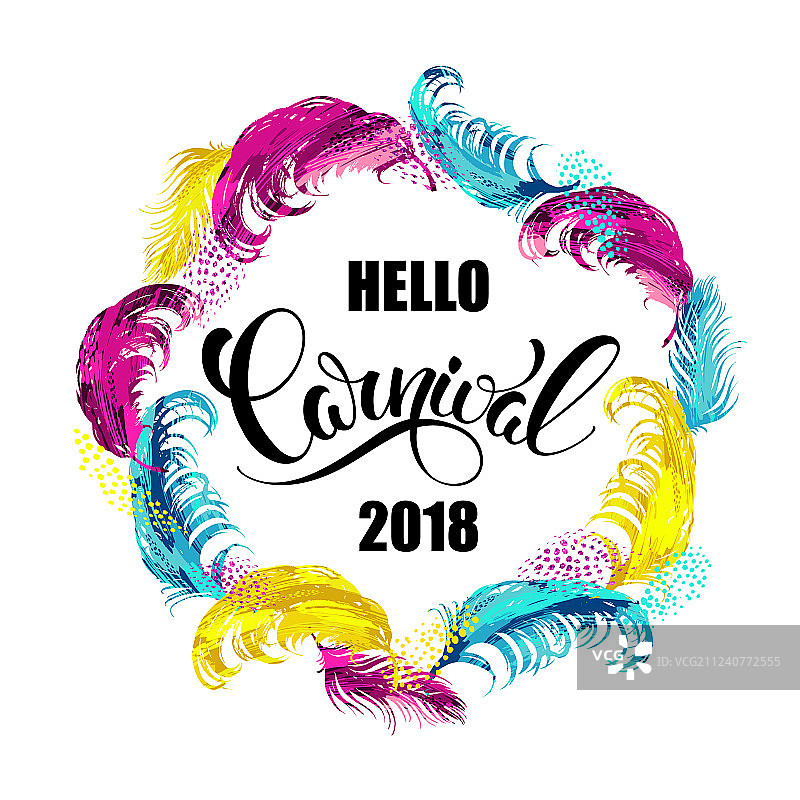 里约狂欢节字母设计与羽毛框架图片素材