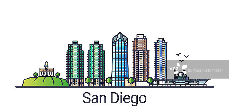 扁平线条圣地亚哥banner图片素材