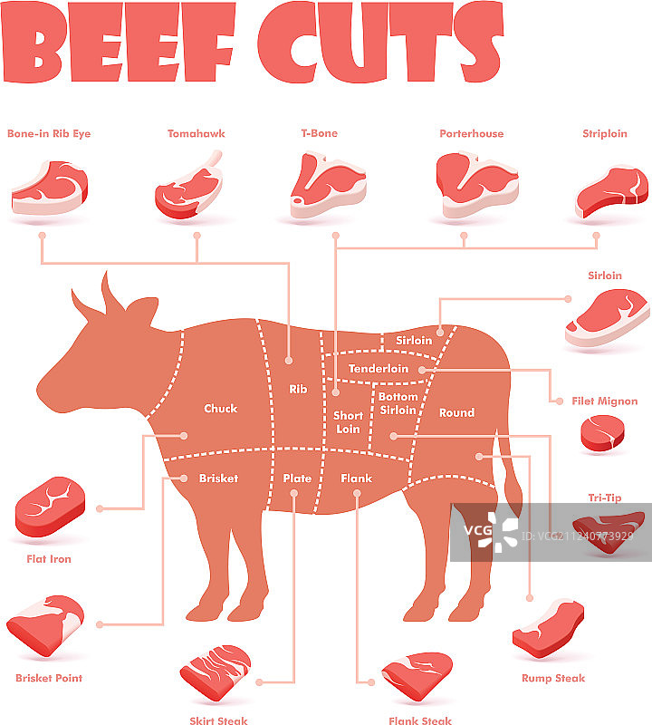 牛肉分割图图片素材