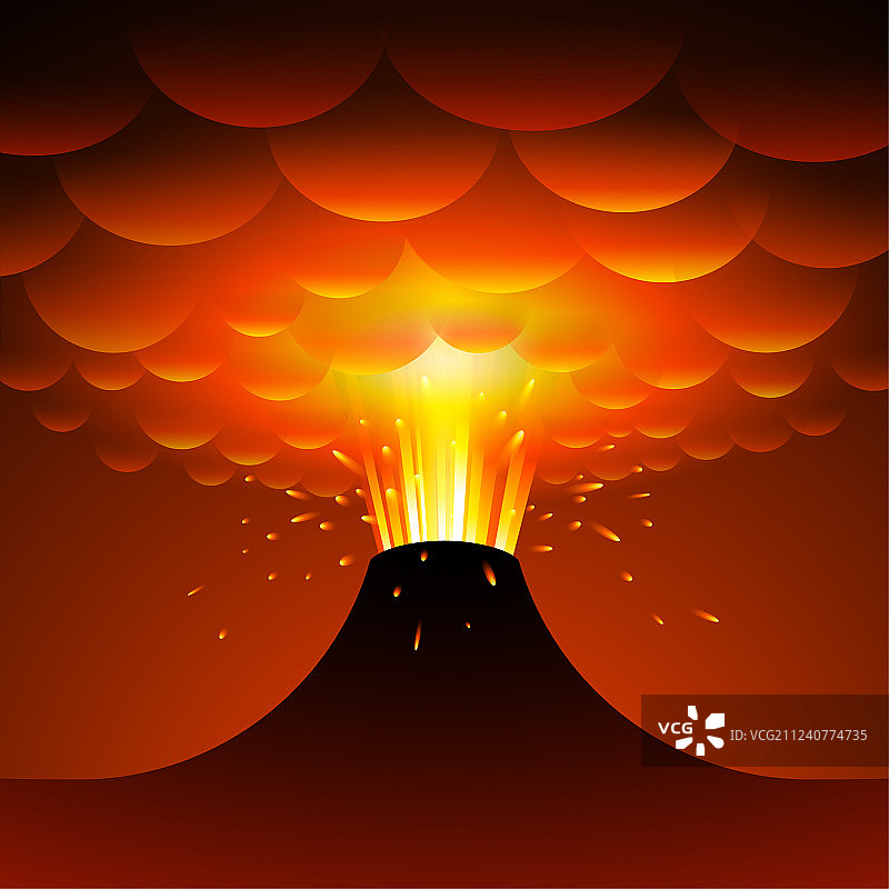 火山喷发卡通图片素材