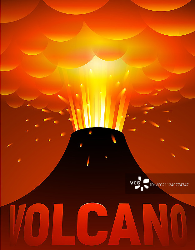 火山喷发卡通图片素材