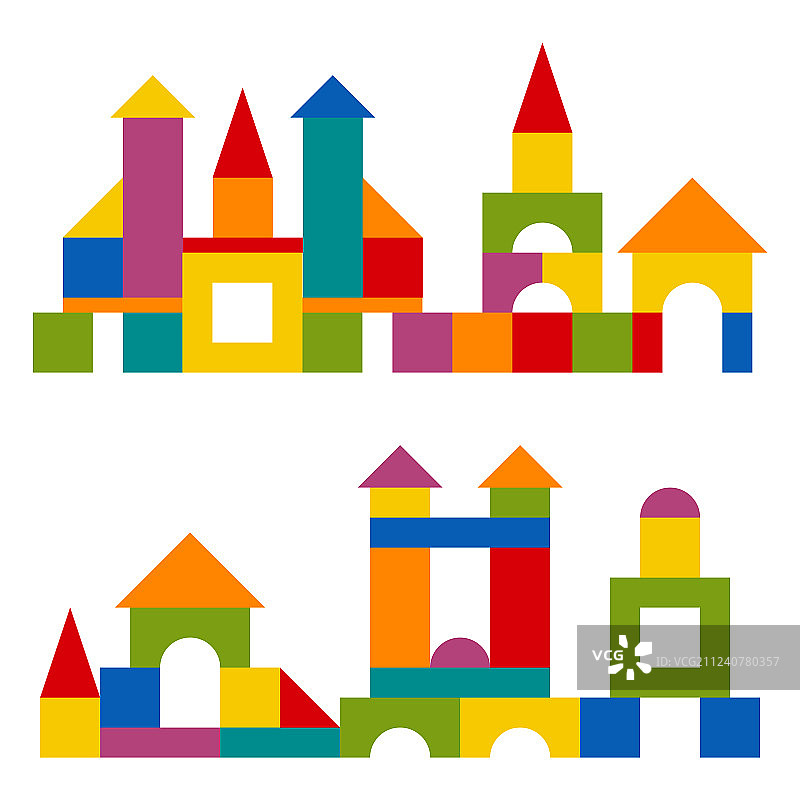 彩色积木玩具城堡图片素材