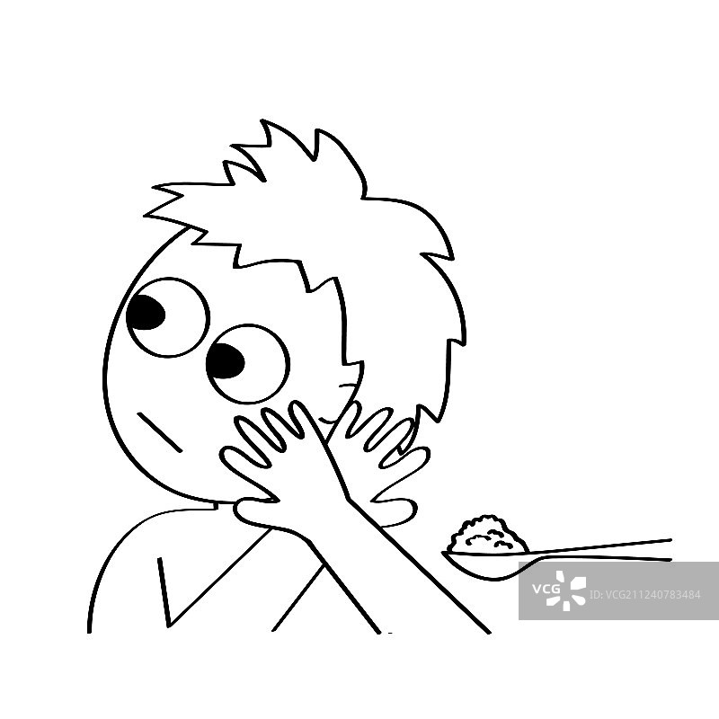 小宝宝没胃口，不愿吃东西图片素材