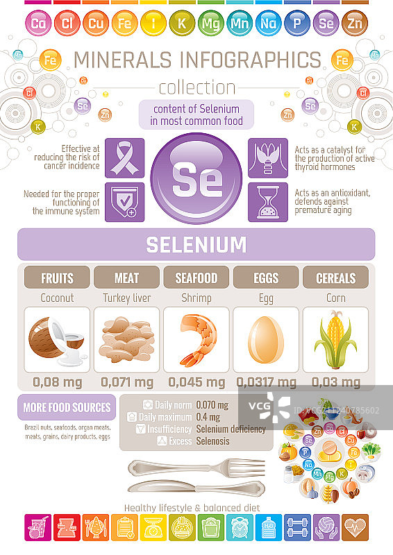 富含硒矿物质补充剂的食物图标图片素材