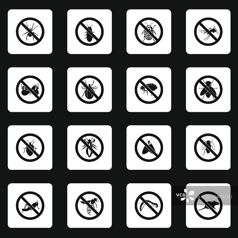 禁止昆虫标志图标，简约风格图片素材