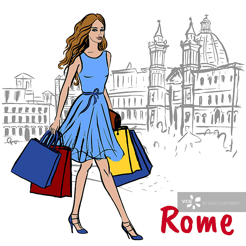 在罗马的女人图片素材