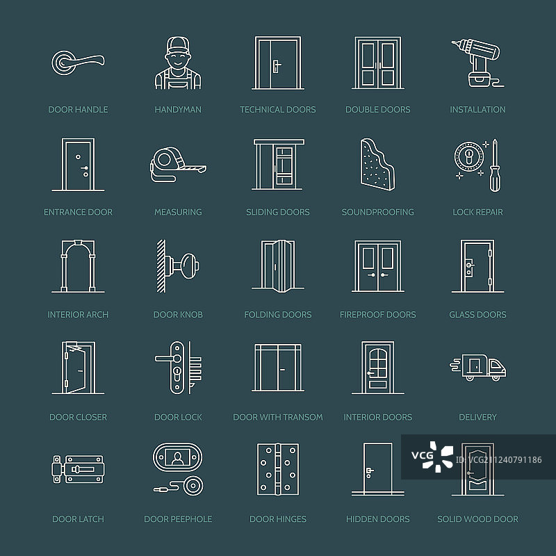 门安装维修线性图标图片素材
