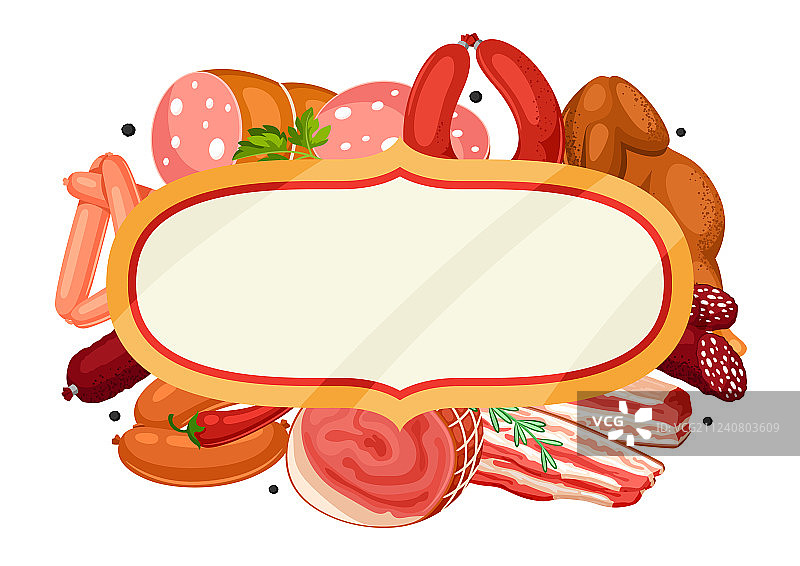 香肠肉制品边框图片素材