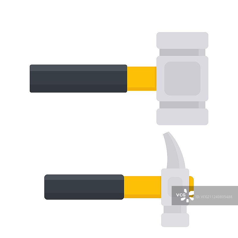 扁平风格的锤子和手锤图片素材