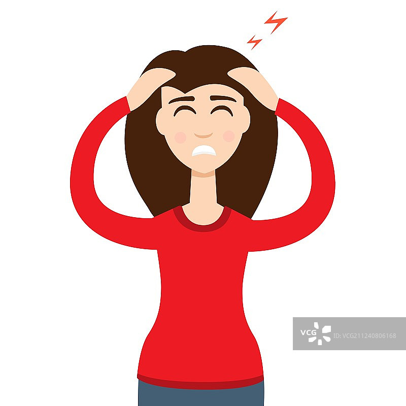 高血压引起的女孩头痛概念图片素材