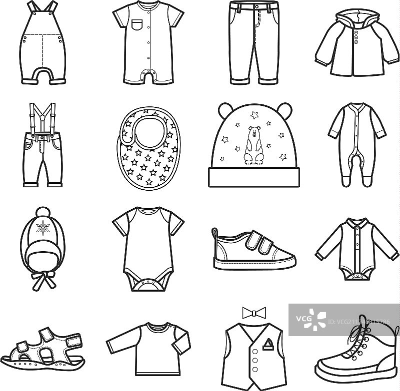 男婴服装图标套装图片素材