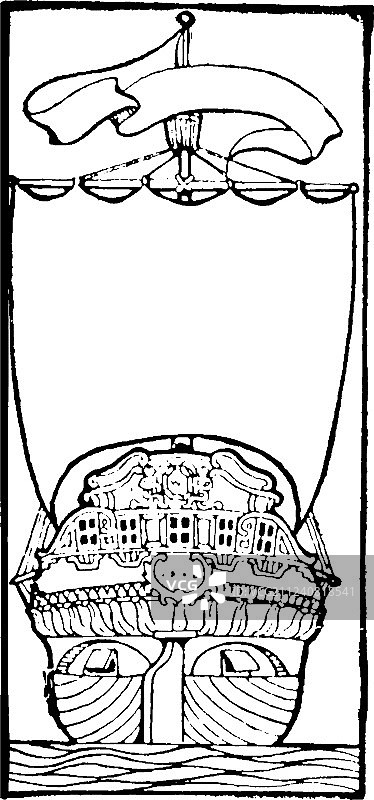 藏书票或帆船复古雕刻图片素材