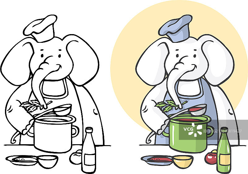 正在烹饪的大象图片素材