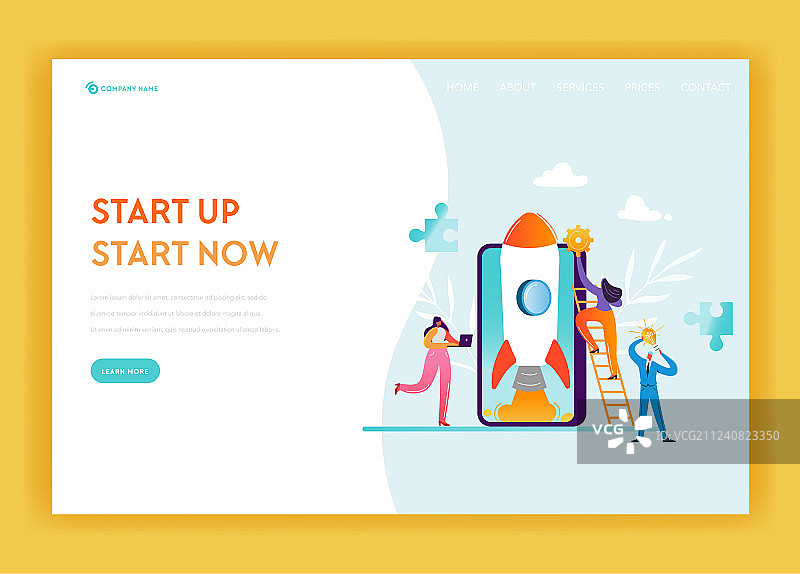 商务启动着陆页模板移动端图片素材