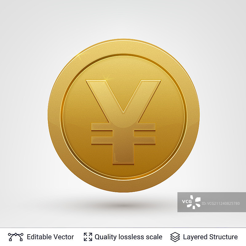 圆形硬币上的日元符号与阴影图片素材